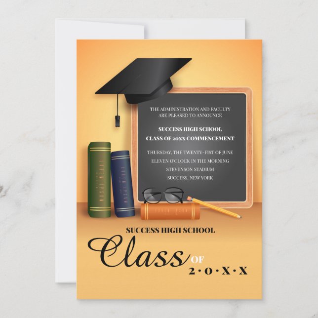 Invitación de graduación escolar (Anverso)
