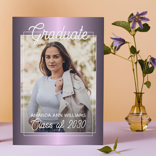 Invitación de Graduación Faux Glossy Violet Purple (Subido por el creador)