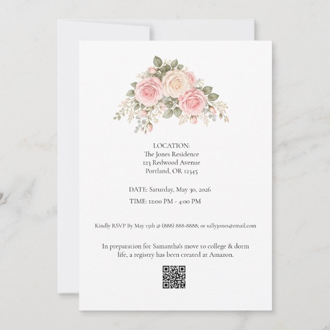 Invitación de Graduación Floral (Reverso)