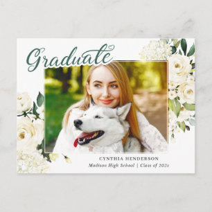 Invitación de Graduación Floral Blanca de Verdor