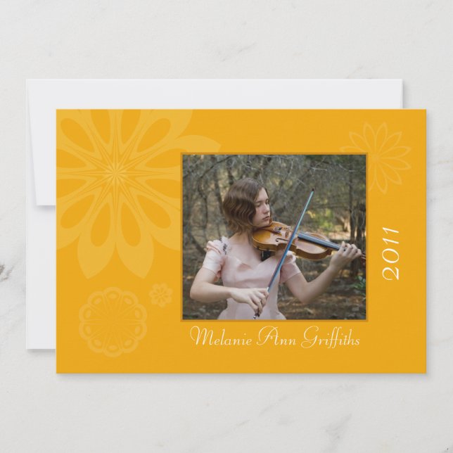 Invitación de graduación floral bohemia de oro (Anverso)