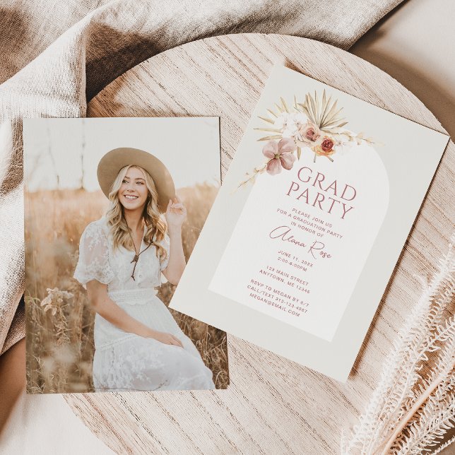 Invitación de Graduación Floral Boho Elegante (Subido por el creador)