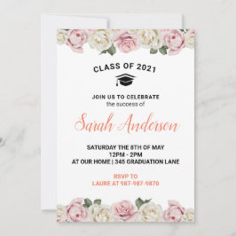 Invitación de Graduación Floral Clase de 2021