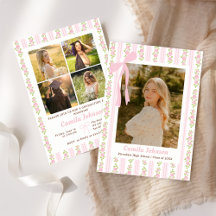 Invitación de graduación floral coqueta rosa