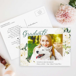 Invitación de graduación floral de rosas blancas v