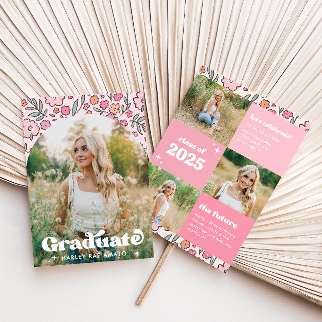 Invitación de graduación floral rosa (Subido por el creador)