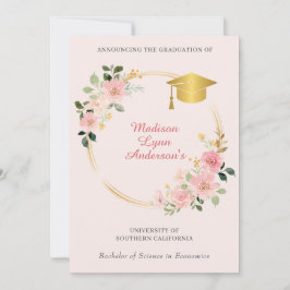 Invitación de Graduación Floral Rosa
