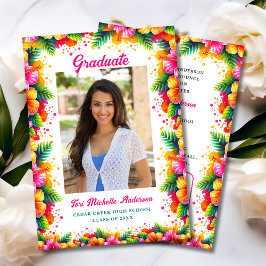 Invitación de Graduación Floral Tropical Divertida