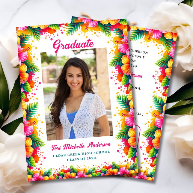 Invitación de Graduación Floral Tropical Divertida (Subido por el creador)