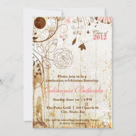 Invitación de Graduación Floral Vintage Shabby Chi