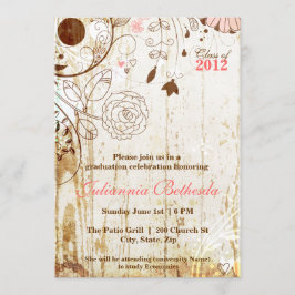 Invitación de Graduación Floral Vintage Shabby Chi