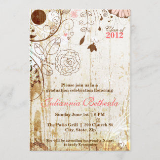 Invitación de Graduación Floral Vintage Shabby Chi