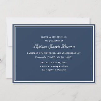 Invitación de graduación formal azul de la Marina
