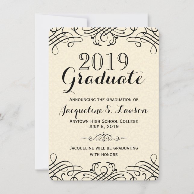 Invitación de Graduación Formal Ornate Classic (Anverso)