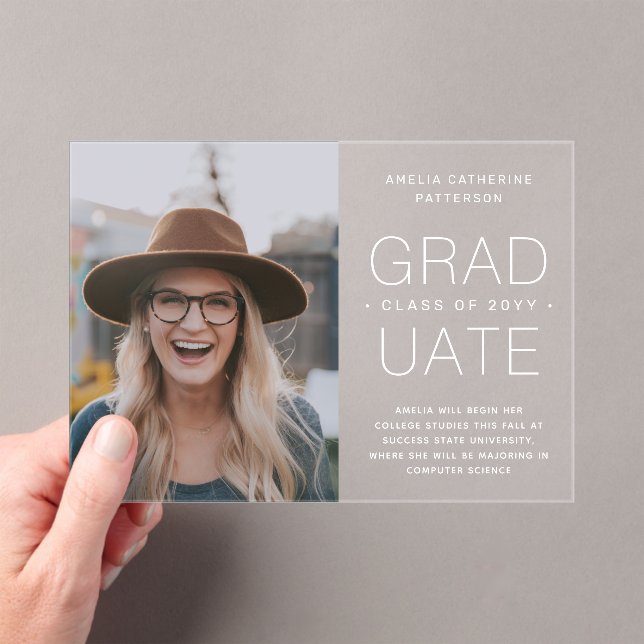 Invitación de graduación Foto Minimalista moderna (Insitu (portátil))