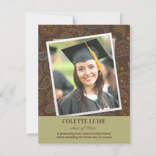 Invitación de Graduación Foto Paisleys