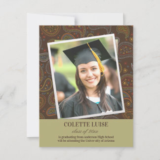 Invitación de Graduación Foto Paisleys