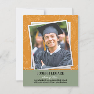 Invitación de Graduación Foto Paisleys
