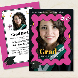 Invitación de Graduación Foto Retro Rosa 2026