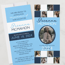 Invitación de graduación fotográfica Baby Blue & N