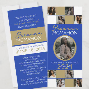 Invitación de graduación fotográfica Blue & Bronze