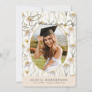 Invitación de Graduación Fotográfica Boho Chamomil