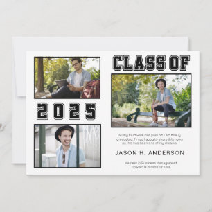 Invitación de graduación fotográfica Classic Font 