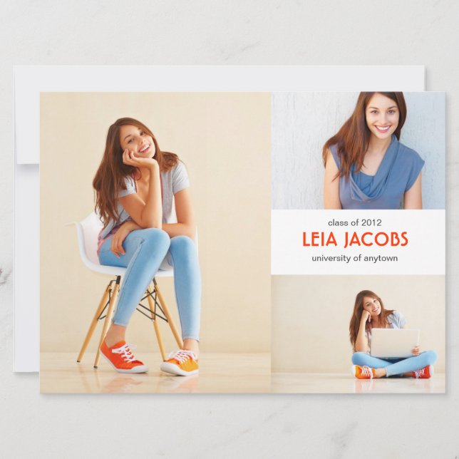 Invitación de graduación fotográfica Classic XL 3 (Anverso)