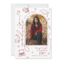 Invitación de graduación fotográfica con mano blan