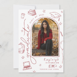 Invitación de graduación fotográfica con mano blan