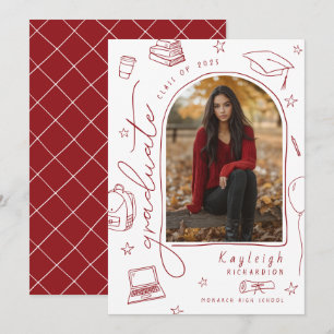 Invitación de graduación fotográfica con mano blan