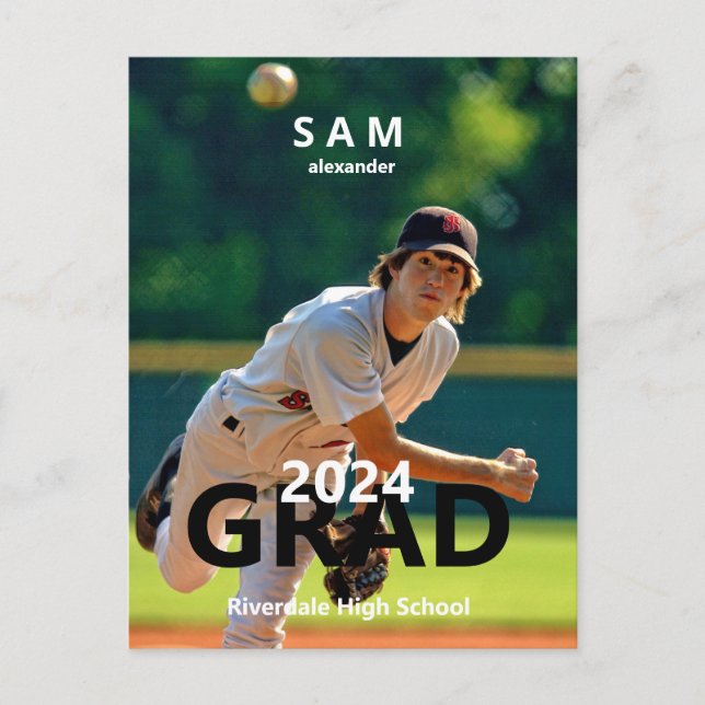 invitación de graduación fotográfica de béisbol de (Anverso)