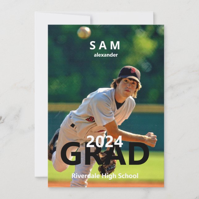 invitación de graduación fotográfica de béisbol de (Anverso)