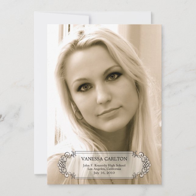 Invitación de graduación fotográfica de caligrafía (Anverso)