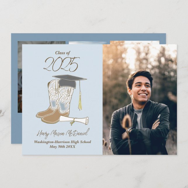 Invitación de graduación fotográfica de campo de C (Anverso / Reverso)