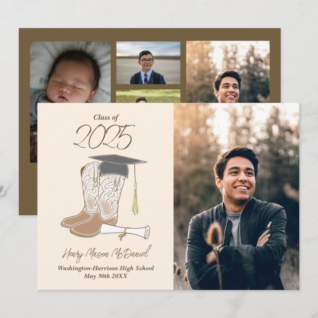 Invitación de graduación fotográfica de campo de C (Anverso / Reverso)