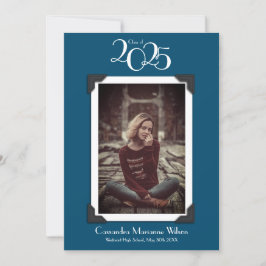 Invitación de graduación fotográfica de época azul