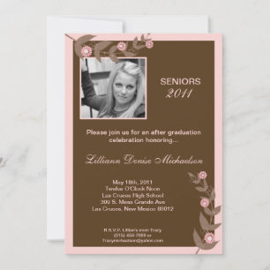 invitación de graduación fotográfica de flores ros