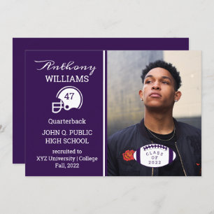 Invitación de graduación fotográfica de jugador de