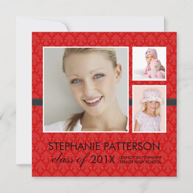 Invitación de graduación fotográfica de Moda de po (Anverso)