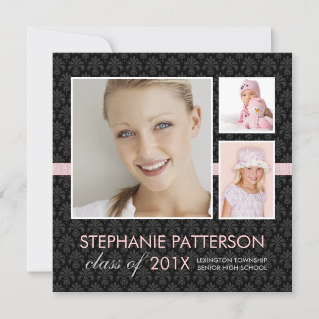 Invitación de graduación fotográfica de Moda de po (Anverso)