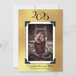 Invitación de graduación fotográfica de oro