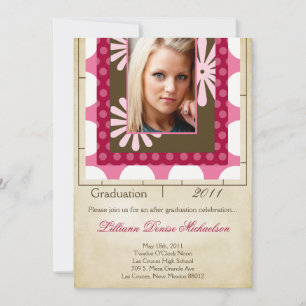 Invitación de graduación fotográfica de tela 5 x 7