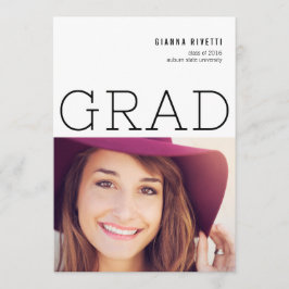 Invitación de graduación fotográfica de tipografía