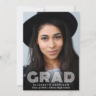 Invitación de graduación fotográfica de tipografía