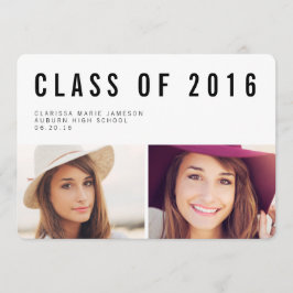 Invitación de graduación fotográfica de tipografía