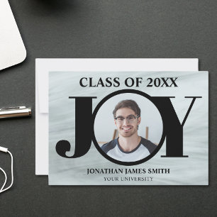 Invitación de graduación fotográfica de tipografía