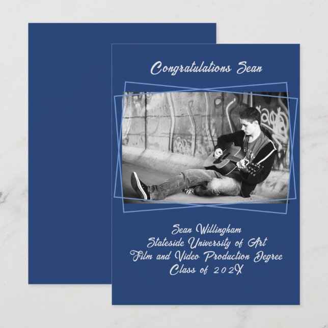 Invitación de graduación fotográfica de un hijo de (Anverso / Reverso)