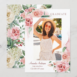 Invitación de Graduación Fotográfica, Elegante, Fl