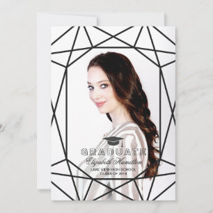 Invitación de graduación fotográfica Gema blanco y